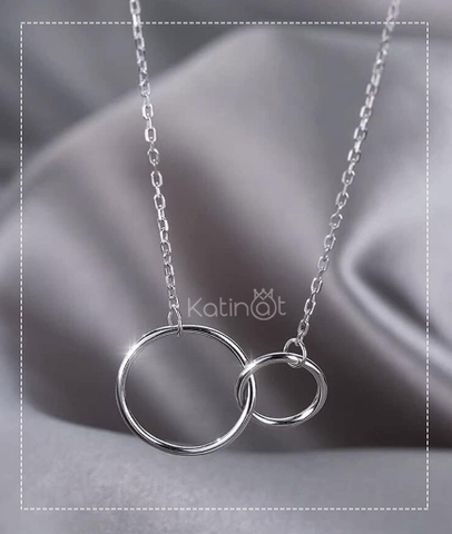Dây chuyền bạc kèm mặt nối liền 2 vòng tròn
