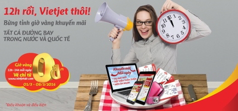 Tưng bừng săn vé máy bay 0 đồng cùng hãng hàng không Vietjet Air