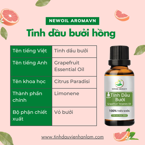 Tinh dầu Bưởi Hồng nguyên chất Newoil Aromavn