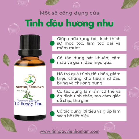 Tinh dầu Hương Nhu nguyên chất Newoil Aromavn