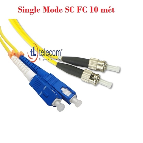 Dây nhảy quang Single Mode Duplex  FC/UPC-SC/UPC 2 đầu tròn lớn, 2 đầu vuông lớn dài 10M