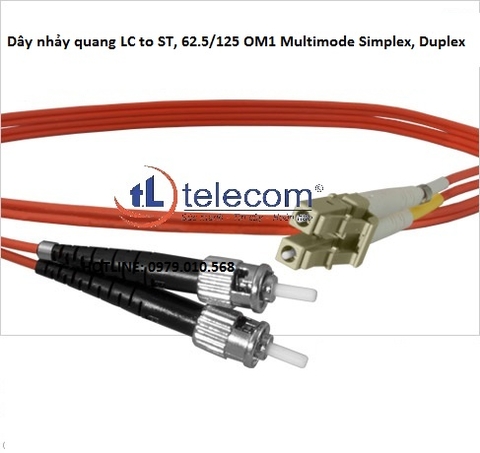 Dây nhảy quang LC to ST, 62.5/125 OM1 Multimode Simplex, Duplex 3 mét ( 9.84 FT)