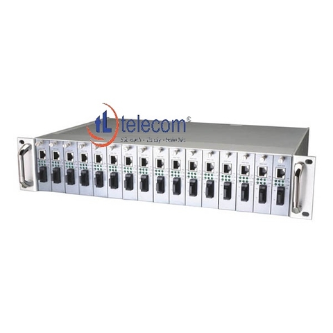 Khung giá 3onedata Model RACK2000B 16 khe cắm Media Converter