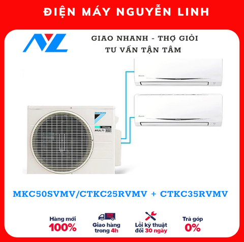 Hệ thống máy lạnh Daikin Multi S inverter 2.5 HP - 1 dàn nóng MKC50RVMV 2 dàn lạnh CTKC25RVMV+CTKC35RVMV