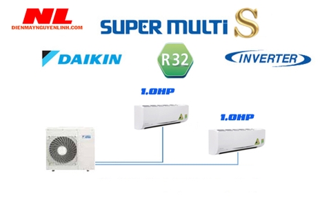Hệ Thống điều hòa 1 cục nóng 2 dàn lạnh Multi S Daikin Treo Tường Inverter 1 Cục Nóng 2 Dàn Lạnh Combo MKC50RVMV /1.0 HP + 1.0 HP Gas R32