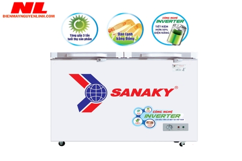 Tủ đông Sanaky Inverter VH-2599W4KD cánh kính cường lực màu xanh ngọc
