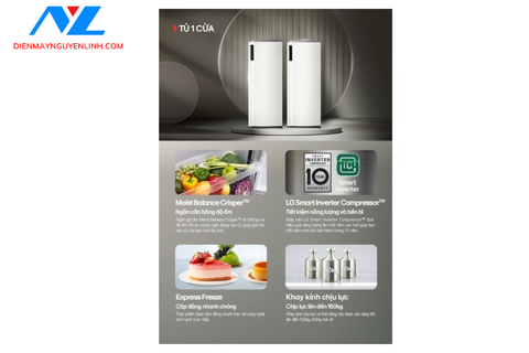 Tủ đông đứng LG LOF16BGM 171 lít 1 cửa