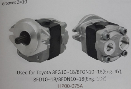 Bơm thủy lực xe nâng Toyota 8FG10~18/8FGN10~18(Eng.:4Y), 8FD10~18/8FDN10~18(Eng.:1DZ), Mã SP: HP00-075A