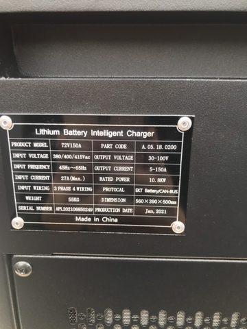 Bộ sạc ắc quy, Pin lithium 72V- 150A hiệu EIKTO, hàng mới 100%