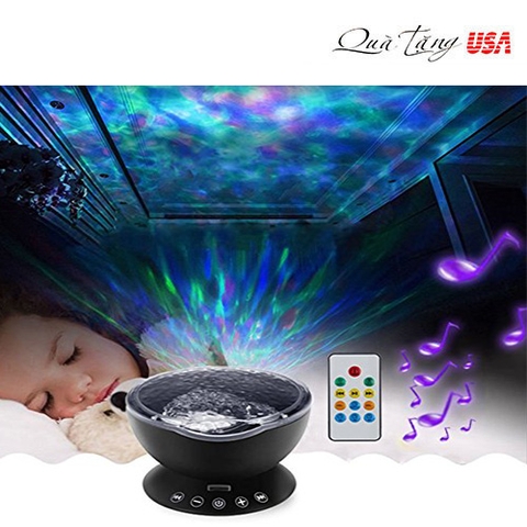 Đen thư giãn trang trí Ocean Wave Projector,7 color Built-in Mini Music Player for Living Room and Bedroom