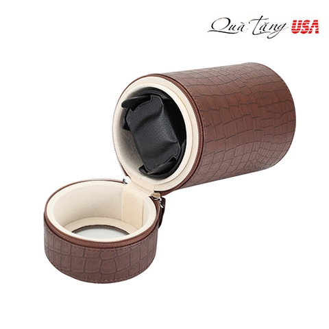 Hộp đựng đồng hồ tự động mang đi du lịch - Diplomat Brown Leather Travel Single Watch Winder