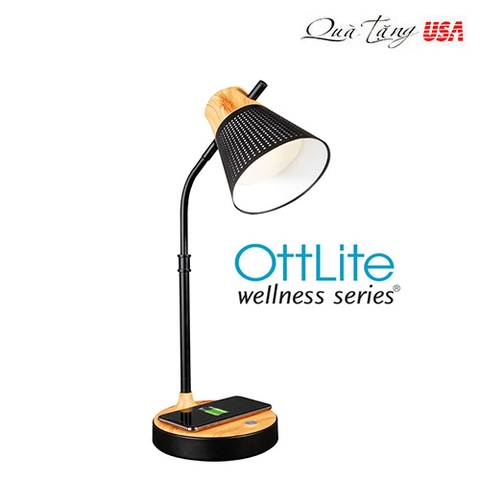 Đèn Bàn Ottlite Wellness Series Led Sạc Không Dây, Vân Gỗ Tinh Tế, Sang Trọng