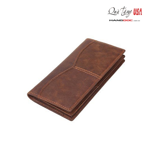 Ví nam cầm tay da bò - Texbo Men's Genuine Cow Leather Bifold Long Wallet Brown