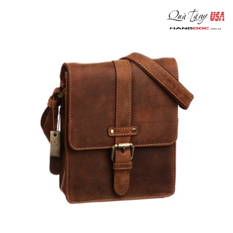 Túi da đeo chéo mini Nam - Visconti Small Oil Tan Leather Messenger Bag