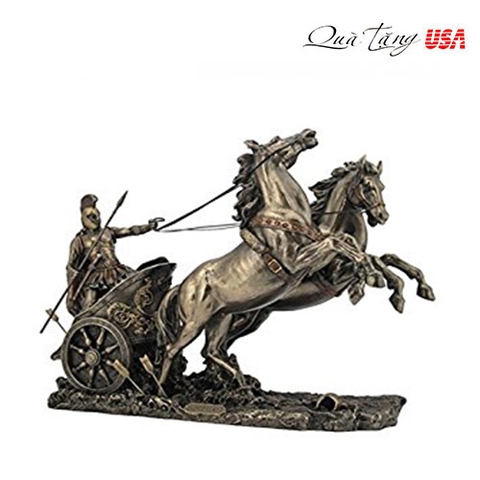 Chiến binh Achilles thành troy Achilles On Two Horse Chariot Statue Sculpture Figurine Troy Greek Decor