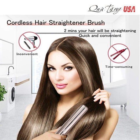 Lược chải tóc siêu thẳng pin sạc K-Salon Cordless Hair Straightener Brush và Heated Hair Comb