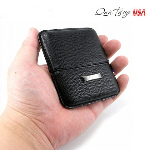 Bao da đựng cigar mini S.T. Dupont Black Leather Cigarette Case