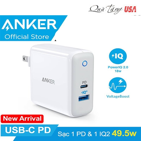Củ Sạc ANKER PowePort II PD 49.5w 1 USB-C PD và 1 Power IQ 2.0 anker usa