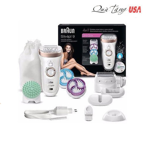 Máy Wax Lông và mát xa, làm sạch lỗ chân lông. braun silk epil 9 4 in 1  Món quà tuyệt vời cho phụ nữ.