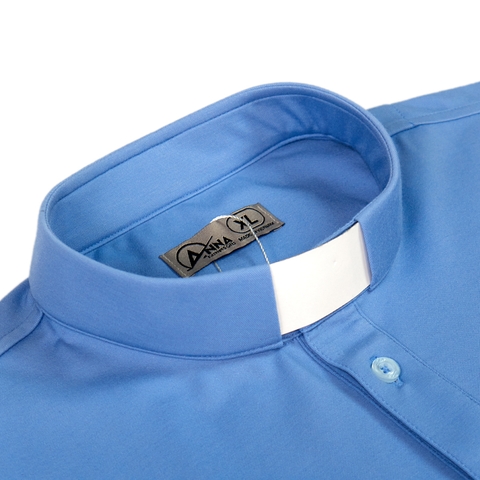 Áo Thun Cổ Côn Linh Mục Ngắn Tay Xanh Dương Cao Cấp