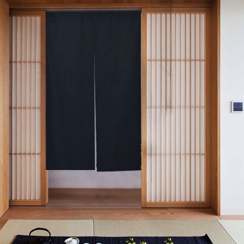 Màn rèm noren vải bố đen 85x150