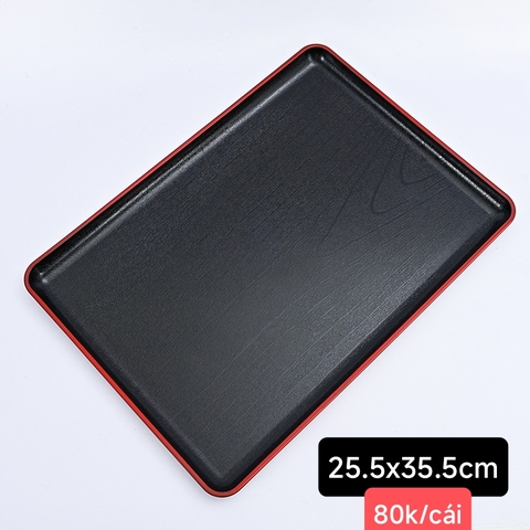 Khay nhựa lớn bê đồ chữ Nhật vân gỗ phong cách Nhật