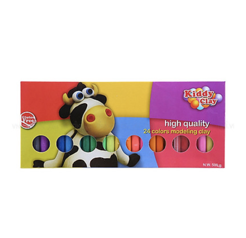 Đất Sét Nặn 24 Màu 500g Kiddy Clay BX-500-24 Đất Sét Nặn 24 Màu 500g Kiddy Clay BX-500-24