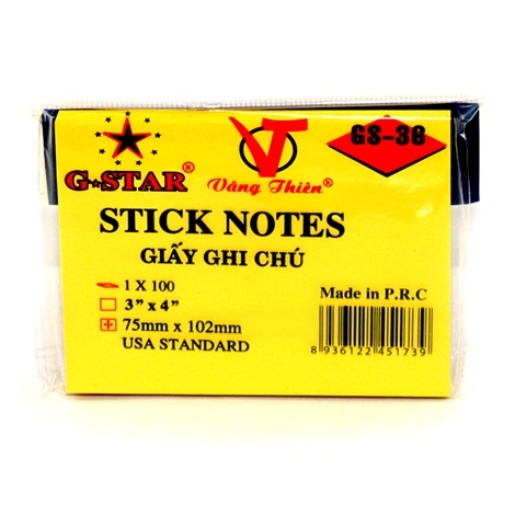 GIẤY NOTE G-STAR 3x4