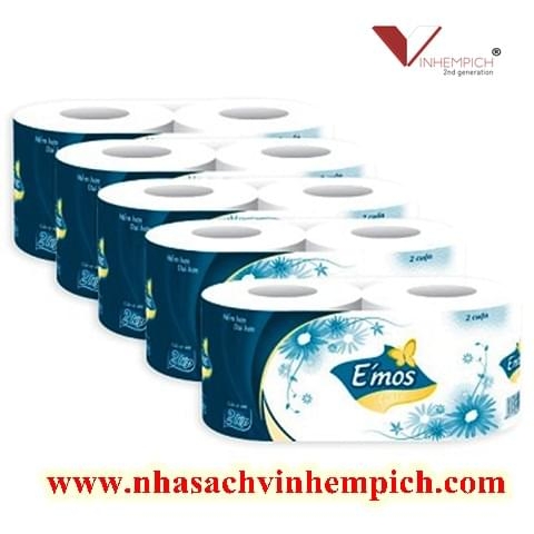 Giấy Vệ Sinh E'Mos Classic Xanh 2 Lớp (Lốc 10 Cuộn)