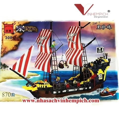 Bộ Xếp hình Enlighten Tàu cướp biển Ngọc Trai Đen kiểu Lego Pirates 10040 Black Seas Barracuda 870 khối