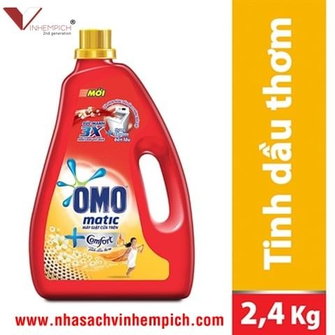 Nước giặt OMO TINH DẦU THƠM CHAI 2,4KG 2,3L DÙNG CHO MÁY GIẶT CỬA TRÊN