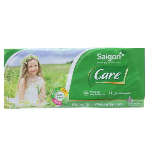 10 cuộn giấy vệ sinh không lõi Saigon Care 2 lớp