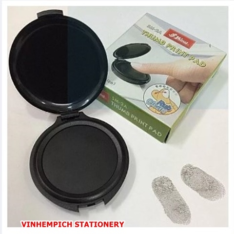 Khay tampon mực lăn tay màu đen Shiny Thumb print pad SM-2A - Hộp mực lăn chỉ tay SM 2 A không dính tay