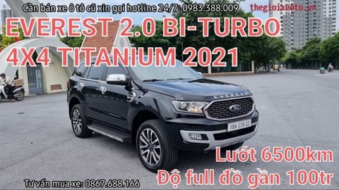 Bán Ford Everest 2.0 Bi-Turbo 4x4 2021 mới 99% lướt 6500Km, độ gần 100tr tiền đồ.!