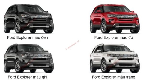 Màu xe Ford Explorer 2021 với 4 màu gồm: Đen, Trắng, Đỏ, Ghi.!