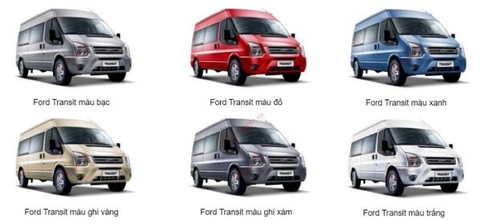Màu xe Ford Transit 2021 có 6 màu gồm: Bạc, Xám, Trắng, Xanh, Vàng, Đỏ.!