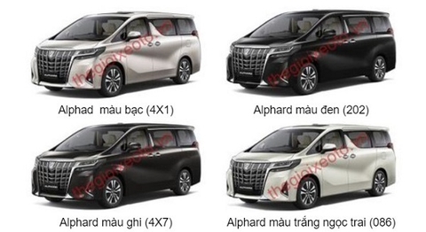 Màu xe Toyota Alphard 2021 có 4 màu gồm: Đen, Bạc, Trắng, Ghi Đậm.!