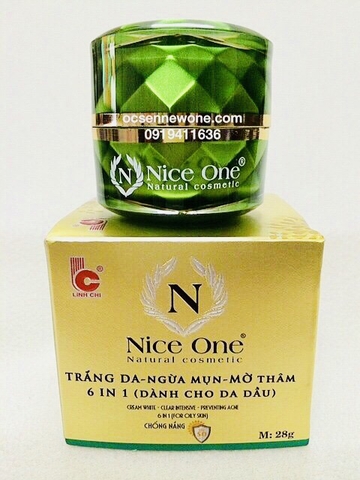 Kem trắng da-xóa thâm-ngừa mụn 6 in 1 Nice One Linh Chi (dành cho da dầu) 28g-NO13 Kem trắng da-xóa thâm-ngừa mụn 6 in 1 Nice One Linh Chi (dành cho da dầu) 28g-NO13