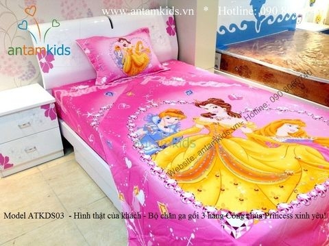Chăn ga gối trẻ em hoạt hình công chúa Disney cho bé gái đẹp mê ly ATKDS03