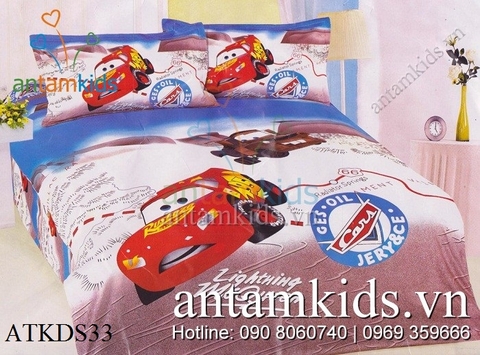Chăn ga gối hình ô tô McQueen tia chớp cực sành điệu cho bé trai ATKDS33