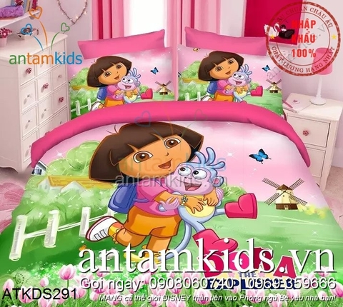 Bộ Chăn ga gối Em bé Dora The Explorer - nhà thám hiểm siêu dễ thương cho bé gái ATKDS291