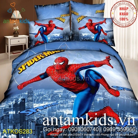 Bộ chăn ga gối đệm hình siêu nhân Người nhện SpiderMan cực sành điệu cho bé trai ATKDS283