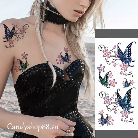 Hình xăm dán tattoo bướm X-275