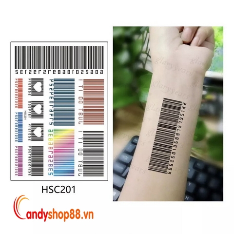 Hình xăm dán Tattoo Mã Vạch HSC-201