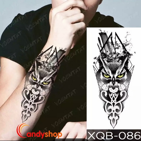 Hình xăm dán tattoo cú mèo XQB-086