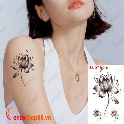 Hình Xăm Dán Tattoo Hoa Sen X-88