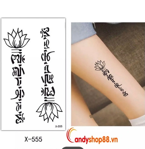 Hình Xăm Tattoo Dòng Chữ Hoa Sen X-555