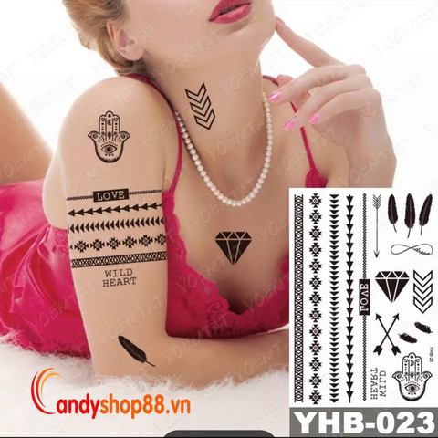 Hình xăm dán tattoo vòng tay họa tiết YHB-23