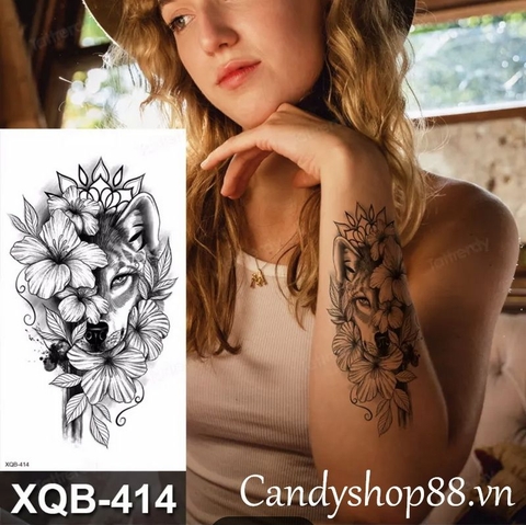 Hình xăm dán tattoo sói XQB-414