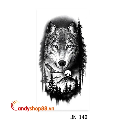 Hình xăm dán tattoo sói BK-140